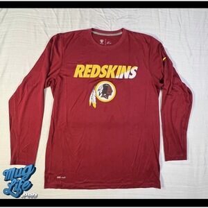 Nike Dri-Fit Washington Redskins NFL Training Red Long Sleeve Shirt Men's Size L